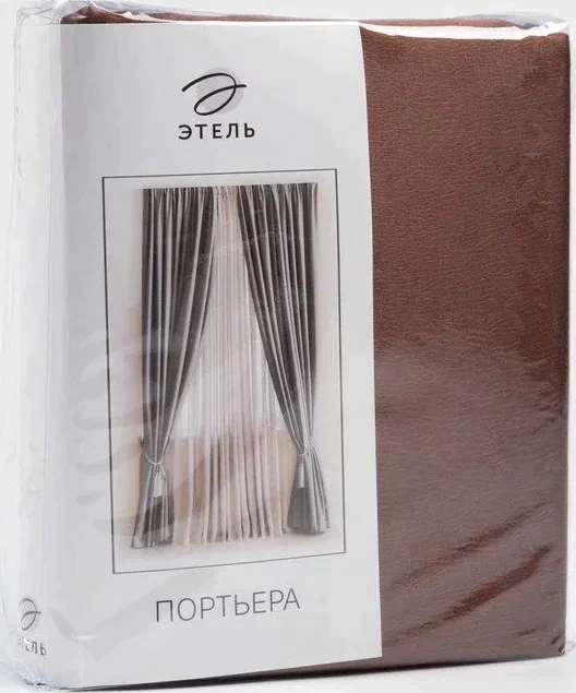 Штора портьерная "Этель" ширина 135 см, высота 250 см, цвет шоколадный, глянцевая