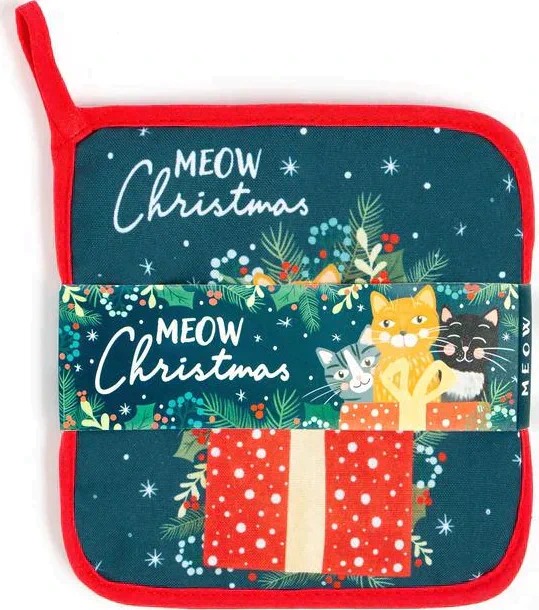 Новогодний набор кухонный Meow Christmas подставка, прихватка