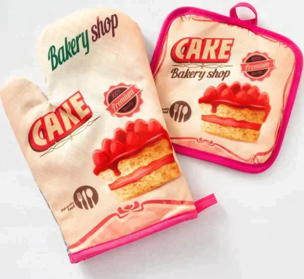 Кухонный набор «Доляна» Cake, прихватка 17х17 см, рукавица 26х16 см