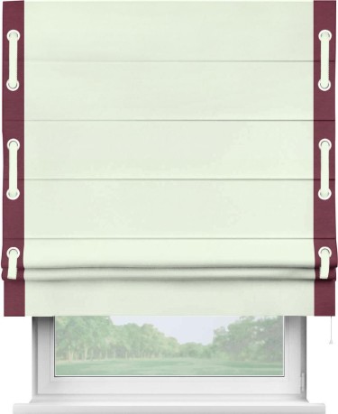Римская штора «Кортин» с кантом Стрим Дуо (люверсы с пояском), для проема, ткань вельвет кремовый