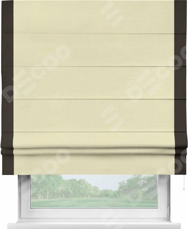 Римская штора «Кортин» с кантом Стрим Дуо, для проема, ткань блэкаут однотонный бежевый