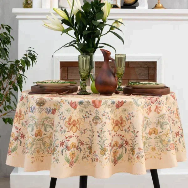 Скатерть Этель Floral pattern d=219 см с ГМВО, 100% хл, саржа 190 гр/м2