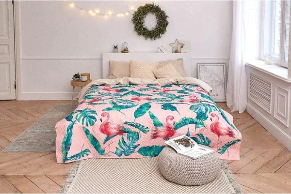 Покрывало "Этель" евро Tropical flamingo, 190*205 см, микрофибра