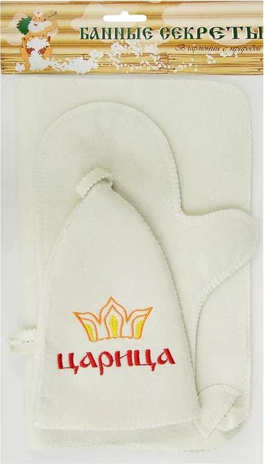 Набор для бани "Царица" шапка, коврик, рукавица