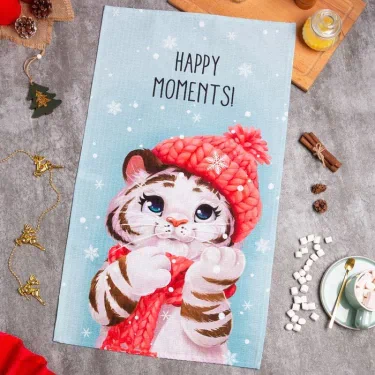 Полотенце Этель «Новый год: Happy moments» 40х73 см, 100% хл, вафля 160 г/м2