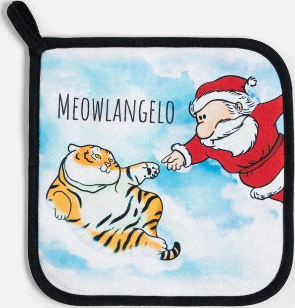 Набор кухонный «Новый год: Meowlangelo» варежка-прихватка 20х28см, прихватка 19х19см,100% хл