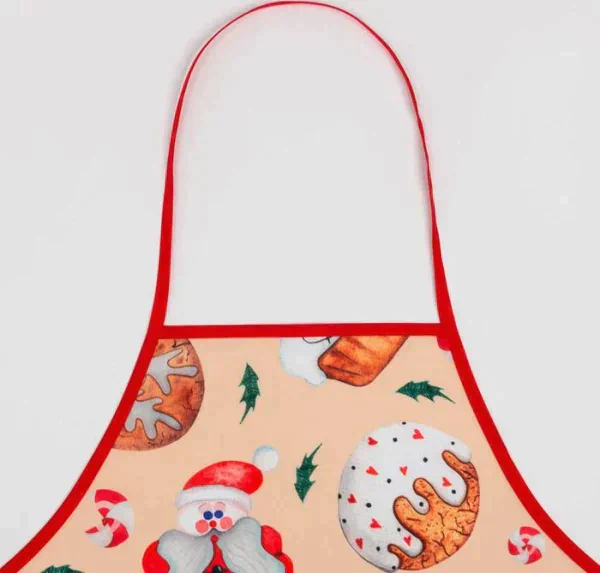 Кухонный новогодний набор Доляна Christmas прихватка 17*17см, варежка 26*16 см, фартук 60*80 см,100% п/э