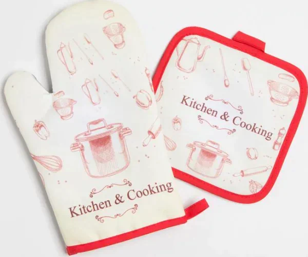 Кухонный набор Доляна Kitchen and cooking, прихватка 17*17 см, рукавица 26*16 см,100% п/э