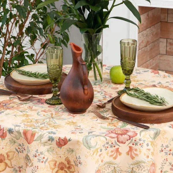 Скатерть Этель Floral pattern d=148 см с ГМВО, 100% хл, саржа 190 гр/м2