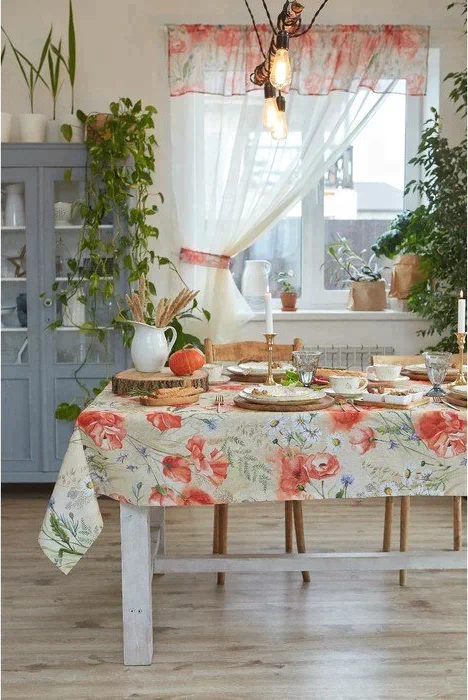 Скатерть Маки 110х147 см, 100% хл, рогожка 160 гр/м2