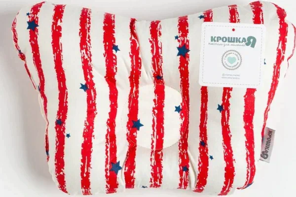 Подушка анатомическая Крошка Я "Red lines", 26х22 см, 100% хлопок, сатин