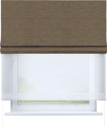 Римская штора «Кортин» день-ночь, ткань лён светло-коричневый