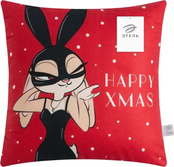 Подушка декоративная "Happy xmas", 40*40 см, 100% п/э, велюр