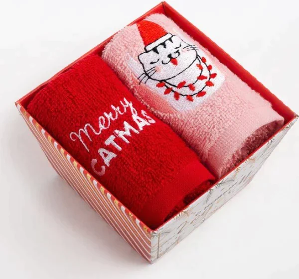 Набор полотенец "Merry catmas" 30х60 см-2 шт, хлопок 340гр/м2