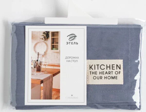 Дорожка на стол Этель Kitchen 40х150 см, цв. синий, 100% хл, саржа 220 г/м2