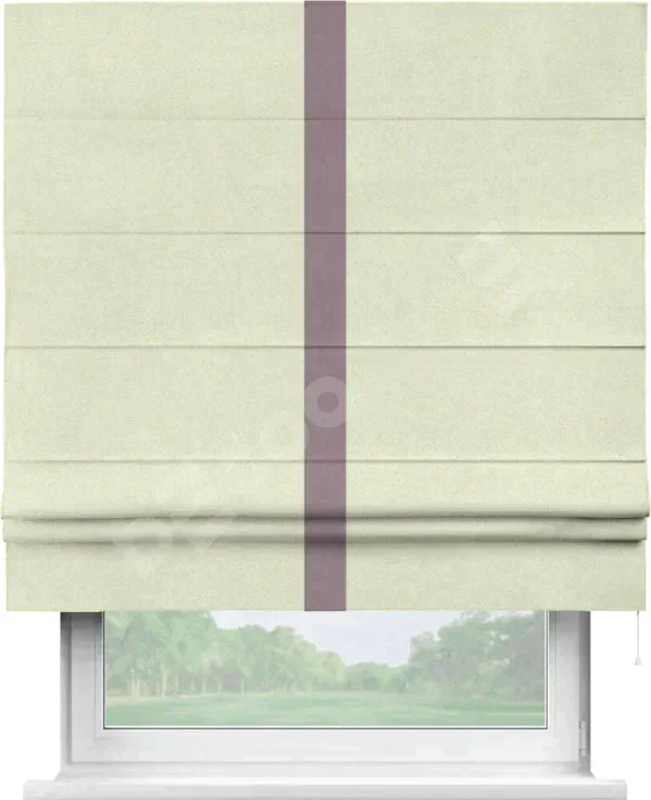 Римская штора «Кортин» с кантом Хайвэй, для проема, ткань блэкаут однотонный сливочный