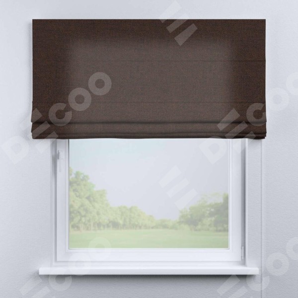 Римская штора «Кортин» для проема, ткань лён коричневый