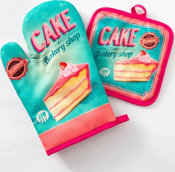 Кухонный набор «Доляна» Cake, прихватка 17х17 см, рукавица 26х16 см