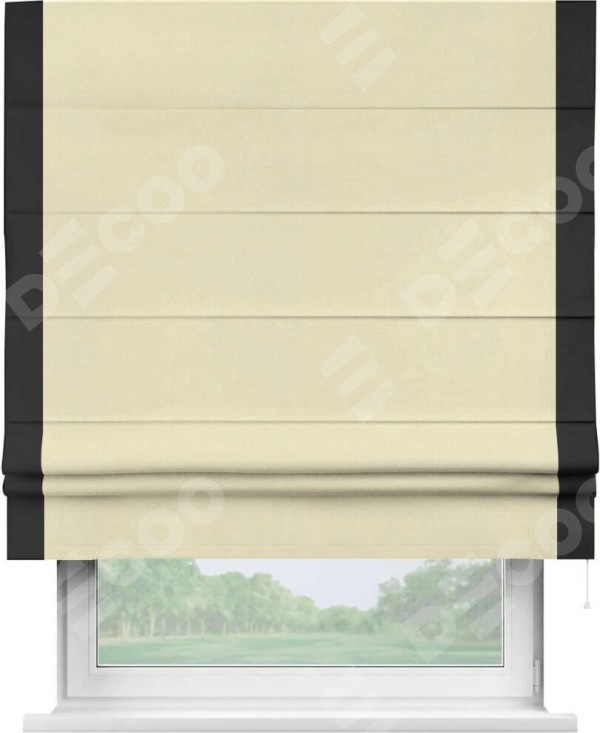 Римская штора «Кортин» с кантом Стрим Дуо, для проема, ткань блэкаут однотонный бежевый