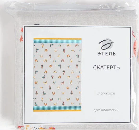 Скатерть пасхальная, Этель Chicken Ranch 110х147 см, 100% хлопок, репс 210 г/м2