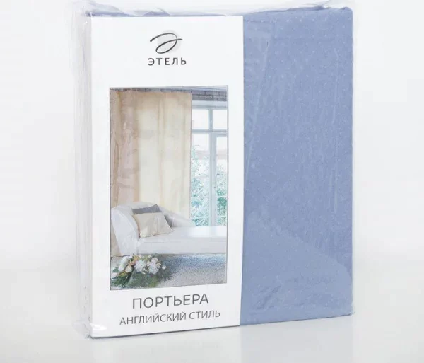 Штора портьерная  "Этель" 180*250 см Английский стиль голубой,100% п/э