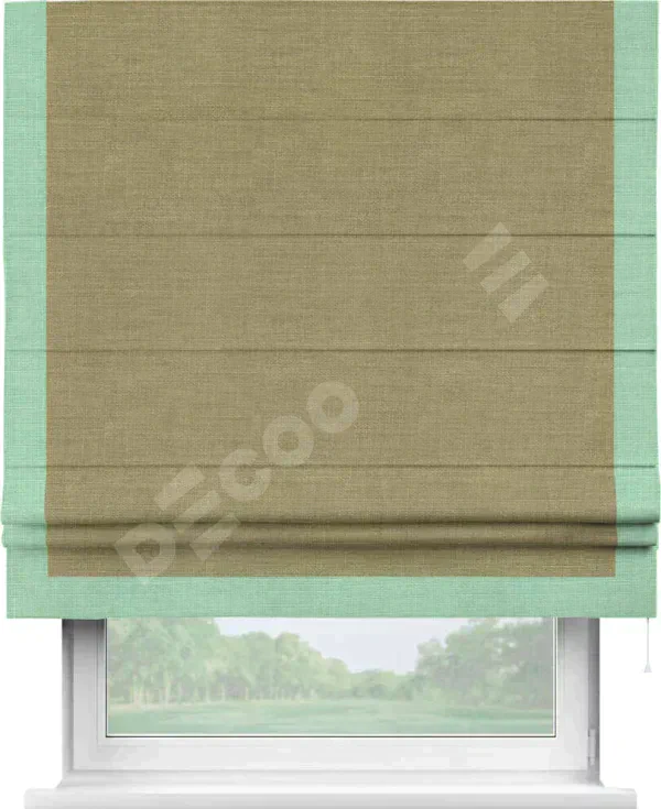 Римская штора «Кортин» с кантом Виктория, для проема, лён, цвет коричневый