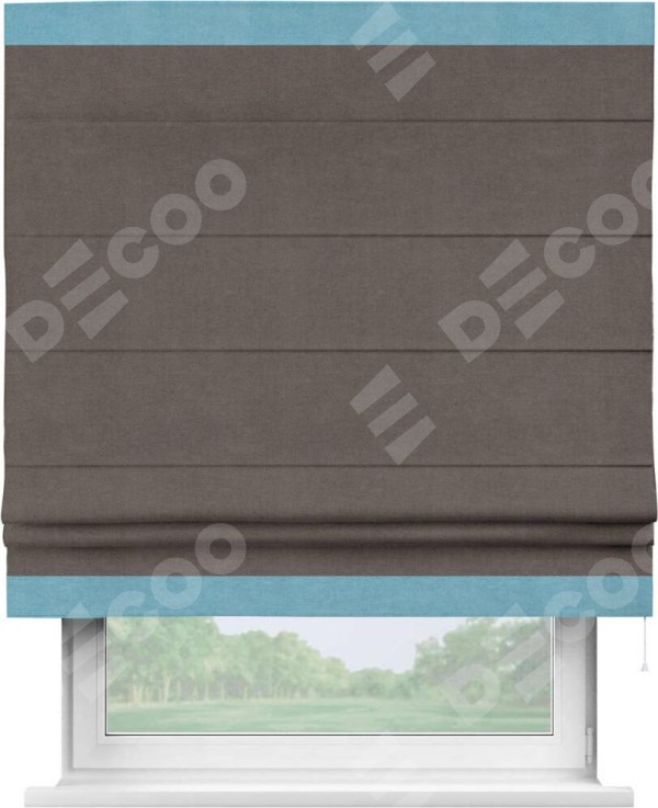 Римская штора «Кортин» с кантом Горизонт, для проема, ткань вельвет коричневый