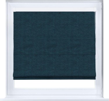 Римская штора «Кортин» кассетная, ткань твид блэкаут, глубокий синий