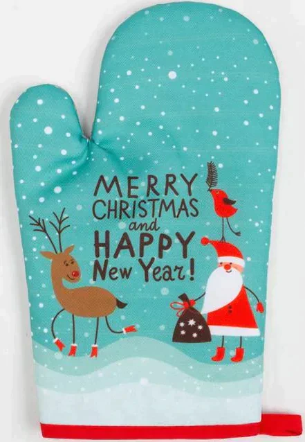 Кухонный новогодний набор Доляна New Year,прихватка 17*17см,варежка 26*16см,фартук 60*80 см 100% п/э