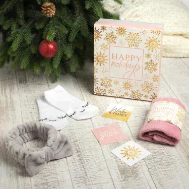 Подарочный набор новогодний "Happy holidays" полотенце и акс
