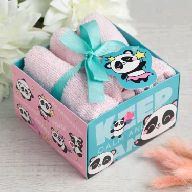 Набор махровых полотенец "Panda" 30х30 см - 3 шт, хлопок 340гр/м2