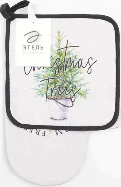 Набор кух. "Christmas trees" варежка-прихватка 20х28 см, прихватка 19х19 см, 100% хл