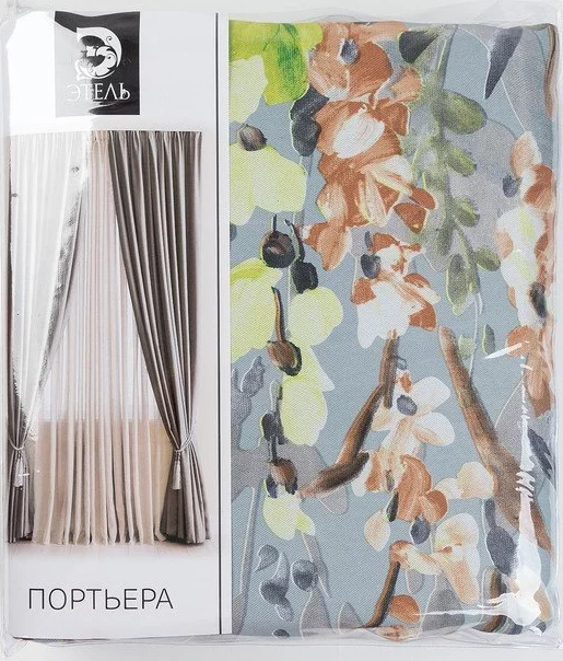Штора портьерная Этель "Акварель" цв.желтый, 145*265 см, пл. 210 г/м2, 100 п/э