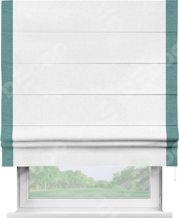 Римская штора «Кортин» с кантом Стрим Дуо, для проема, лён цвет белый