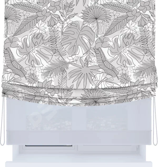 Римская штора «Кортин», день-ночь с мягкими складками, «Тропический лес»
