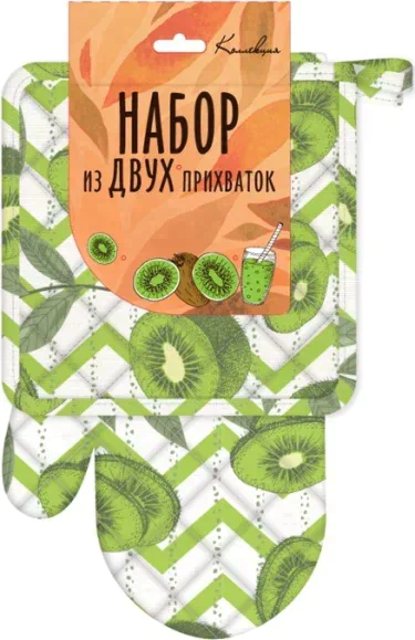 Набор для кухни СЛВПС-15 прихватка 17х17см, варежка 26см, рогожка,100% хлопок.