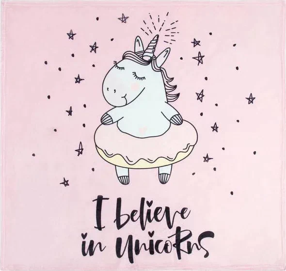 Плед Крошка Я Unicorn 100*100 см, корал-флис 160гр/м2, 100% п/э