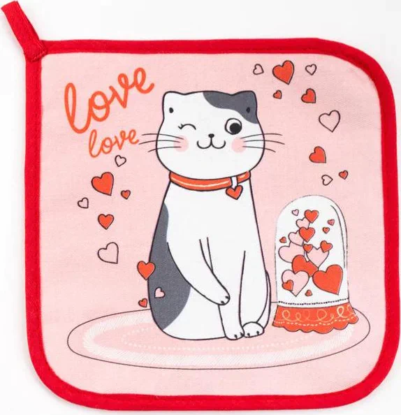 Прихватка "LOVE" 19х19 саржа,100% х/л,ватин 250г/м2