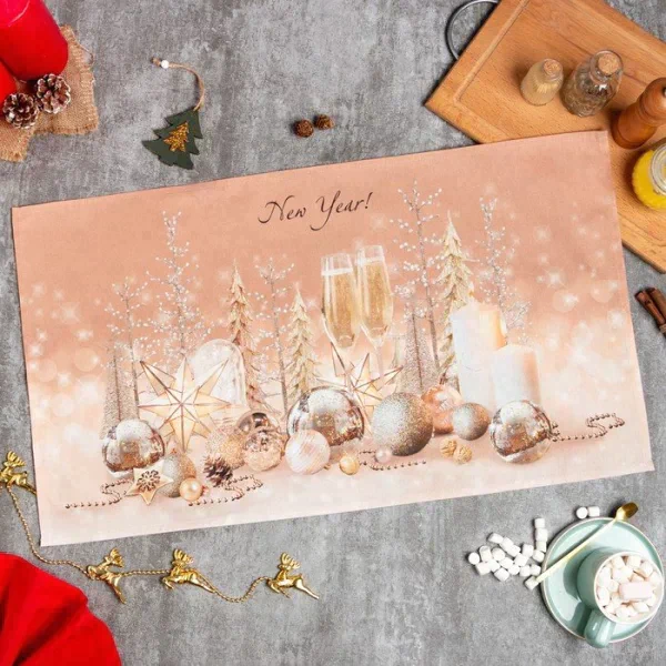 Новогоднее полотенце "Этель" Festive evening 40х73см, 100% хл, саржа 190 гр/м2