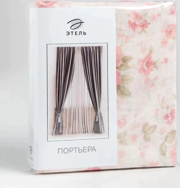 Штора тюлевая  "Этель" 260*250 см Пионы б/утяжелителя,100% п/э