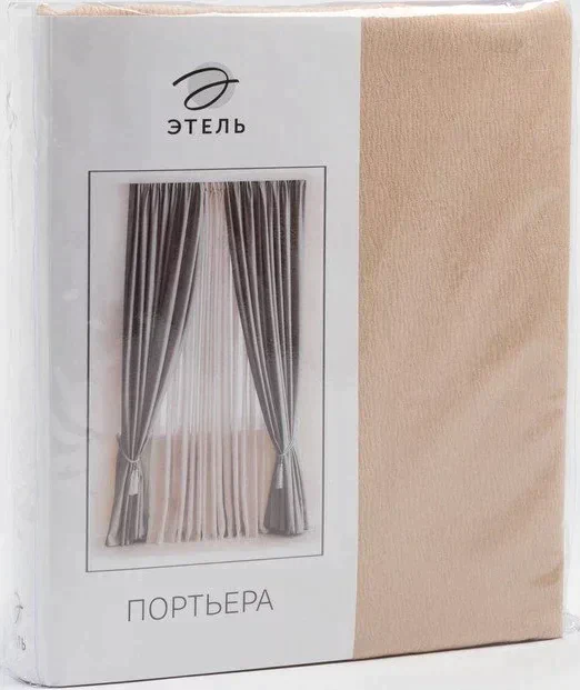 Штора портьерная "Этель" ширина 135 см, высота 250 см, цвет светло-бежевый, матовая