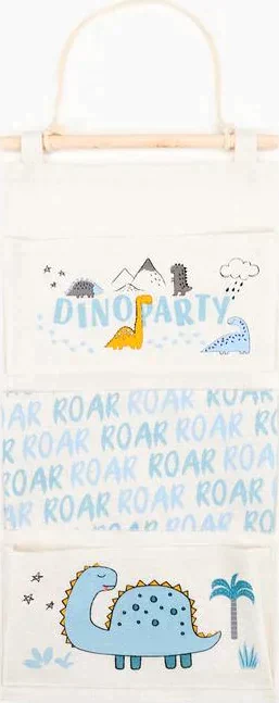 Кармашек текстильный Этель "Dinoparty", 3 отделения, 26х50 см, водонепроницаемый