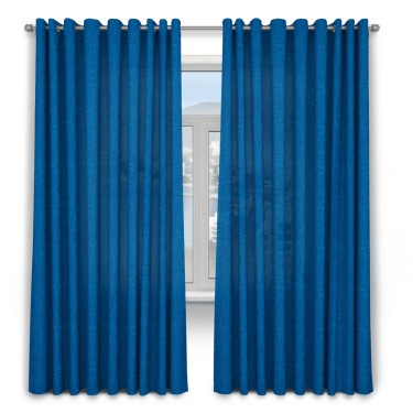 Шторы на люверсах ткань лён синий