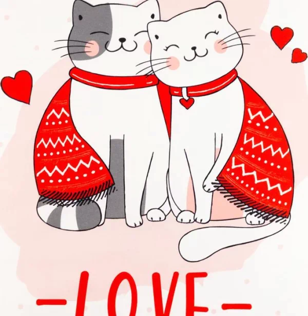Полотенце Этель "Cat's love" 40х73 см, 100% хл, саржа 190 гр/м2