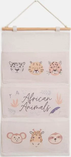 Кармашек текстильный Этель "African animals", 3 отделения, 34*63,5 см