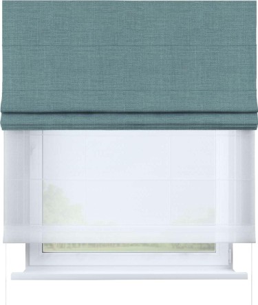 Римская штора двойная «Кортин» день-ночь, ткань лён, голубой цвет