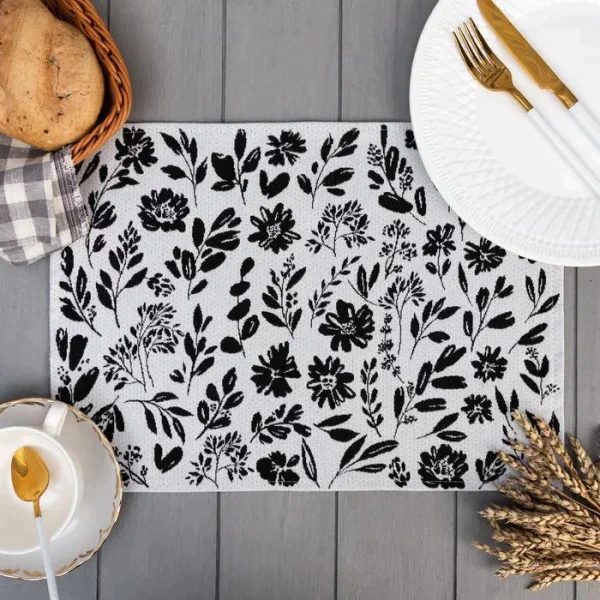 Салфетка "Этель" Flowers black 30х45 см вид 2, 100% пэ, 370 г/м2