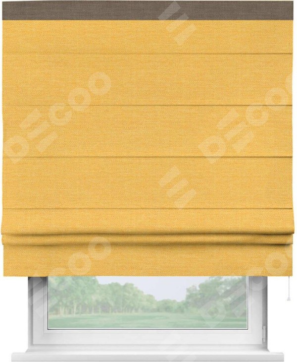 Римская штора «Кортин» с кантом Кинг, для проема, ткань лён желтый