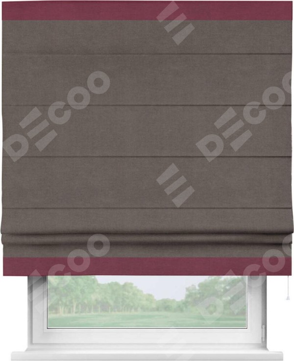 Римская штора «Кортин» с кантом Горизонт, для проема, ткань вельвет коричневый