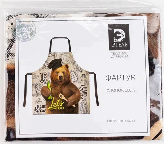 Фартук "Этель" Мишка 73х71 см см, 100% хл, репс 210 гр/м2